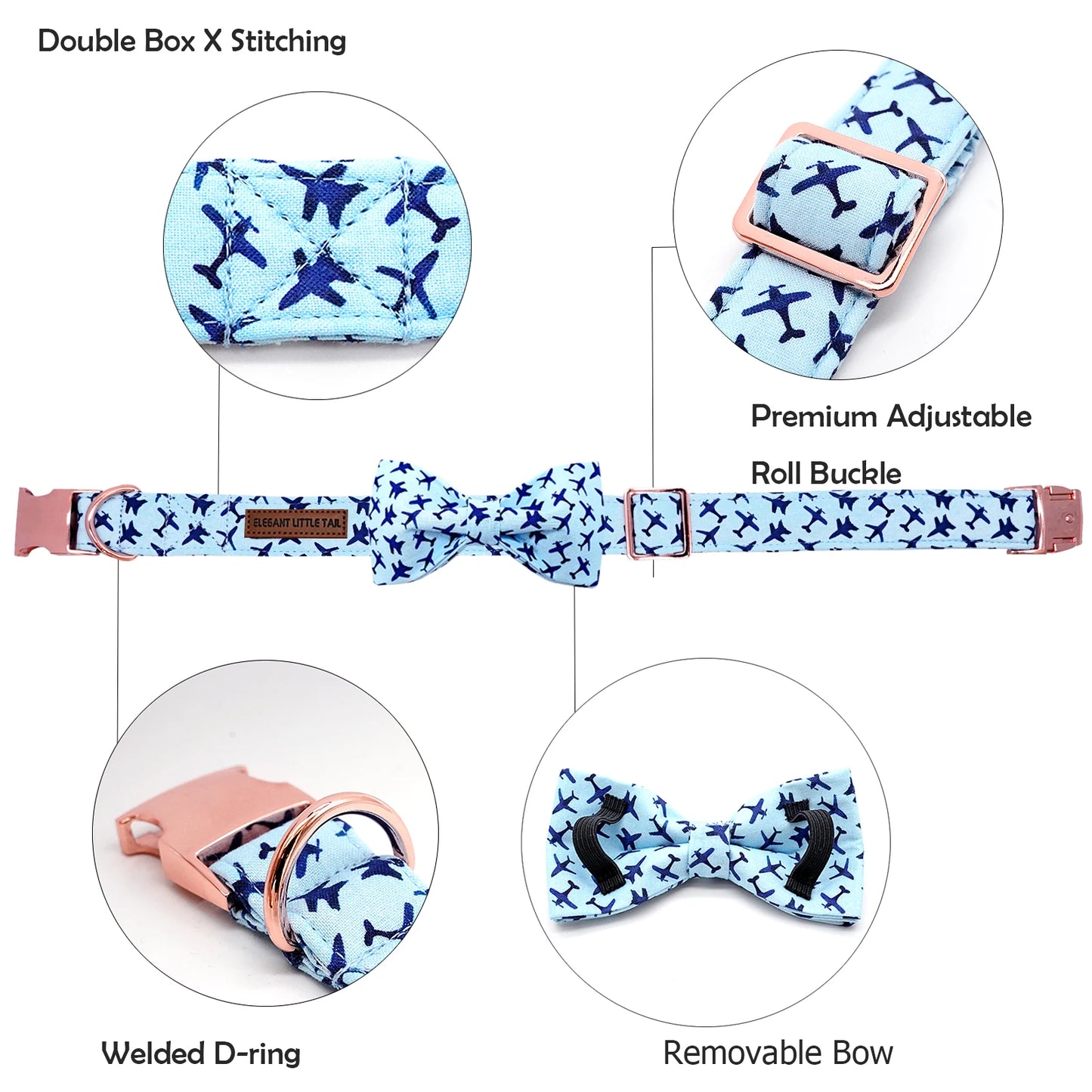 Jet Blue Dog BowTie Collar