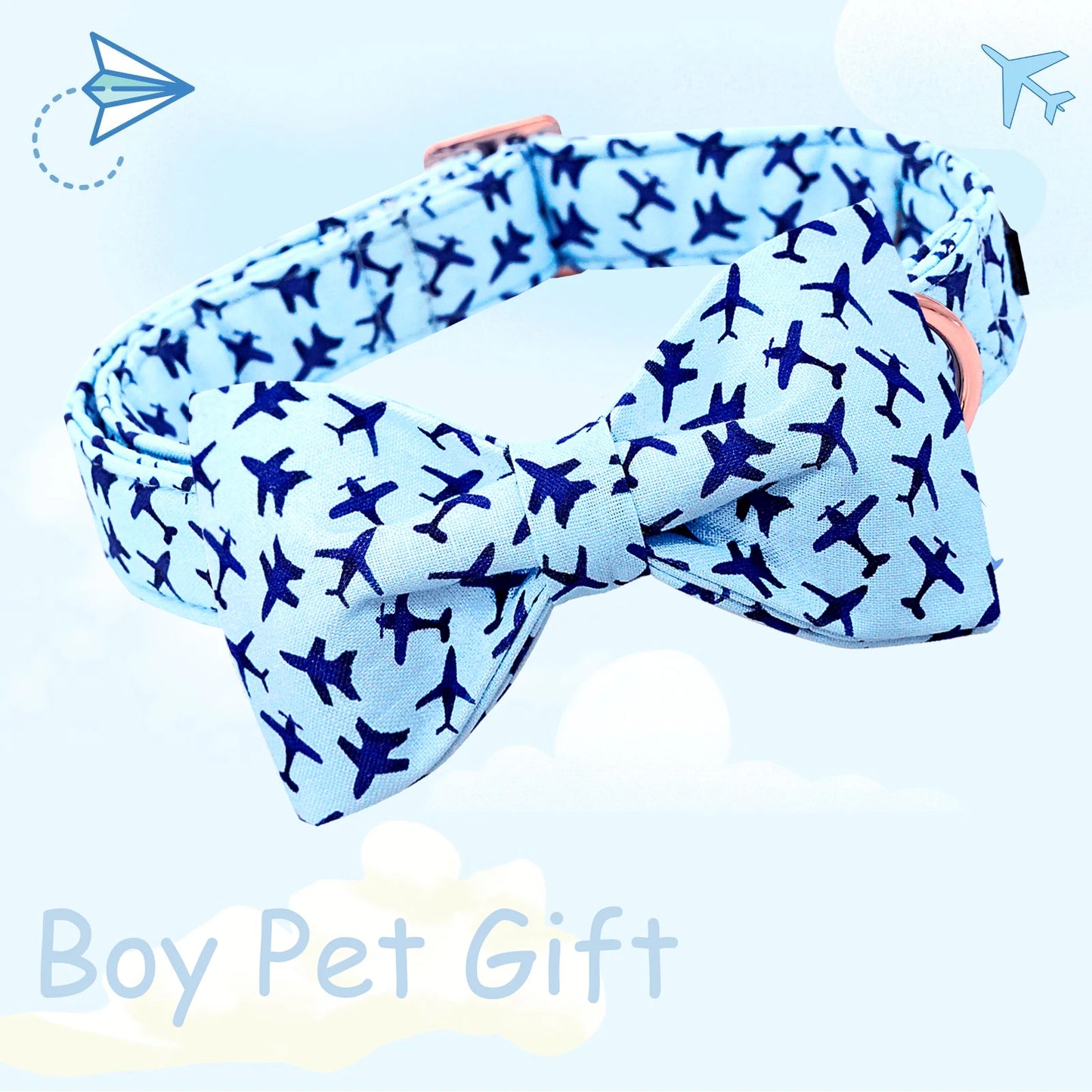 Jet Blue Dog BowTie Collar